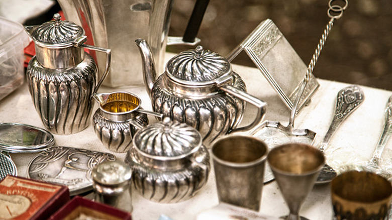 Sterling silver tea set and serving pieces